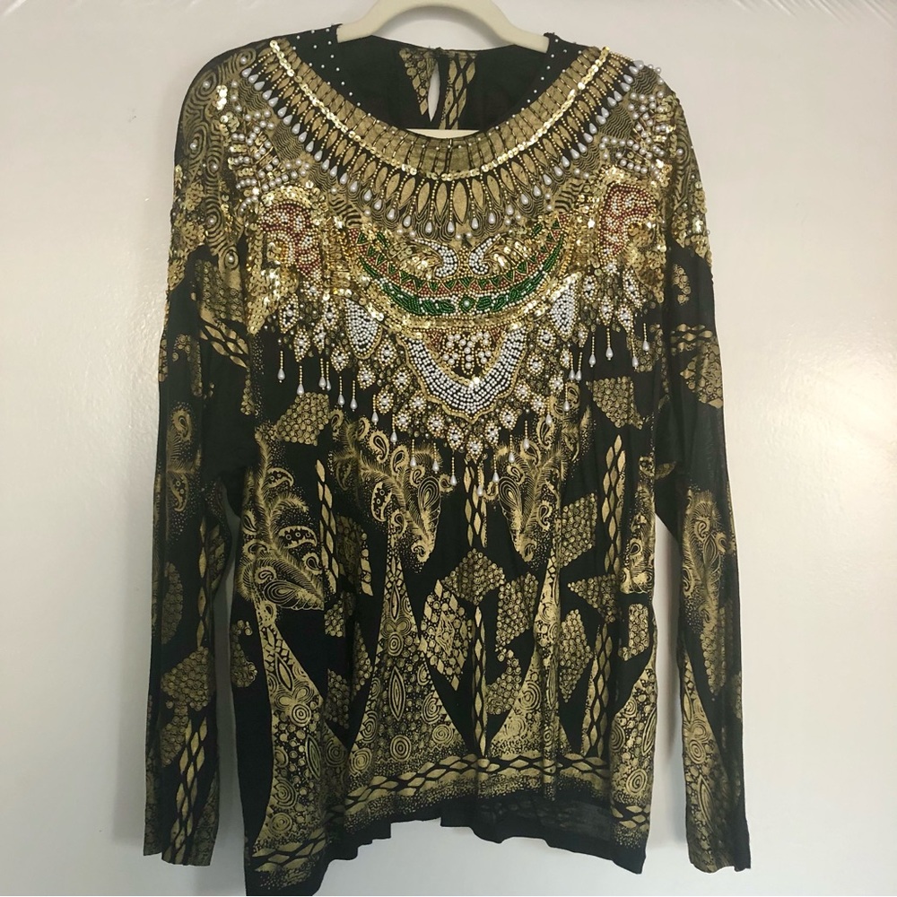 Statement Embellished Sequined Top